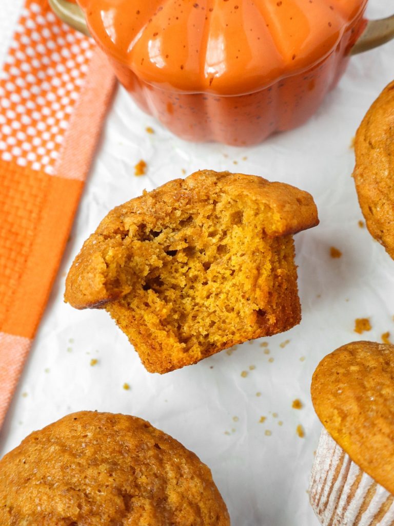 Pumpkin Banana Muffin with a bite in it